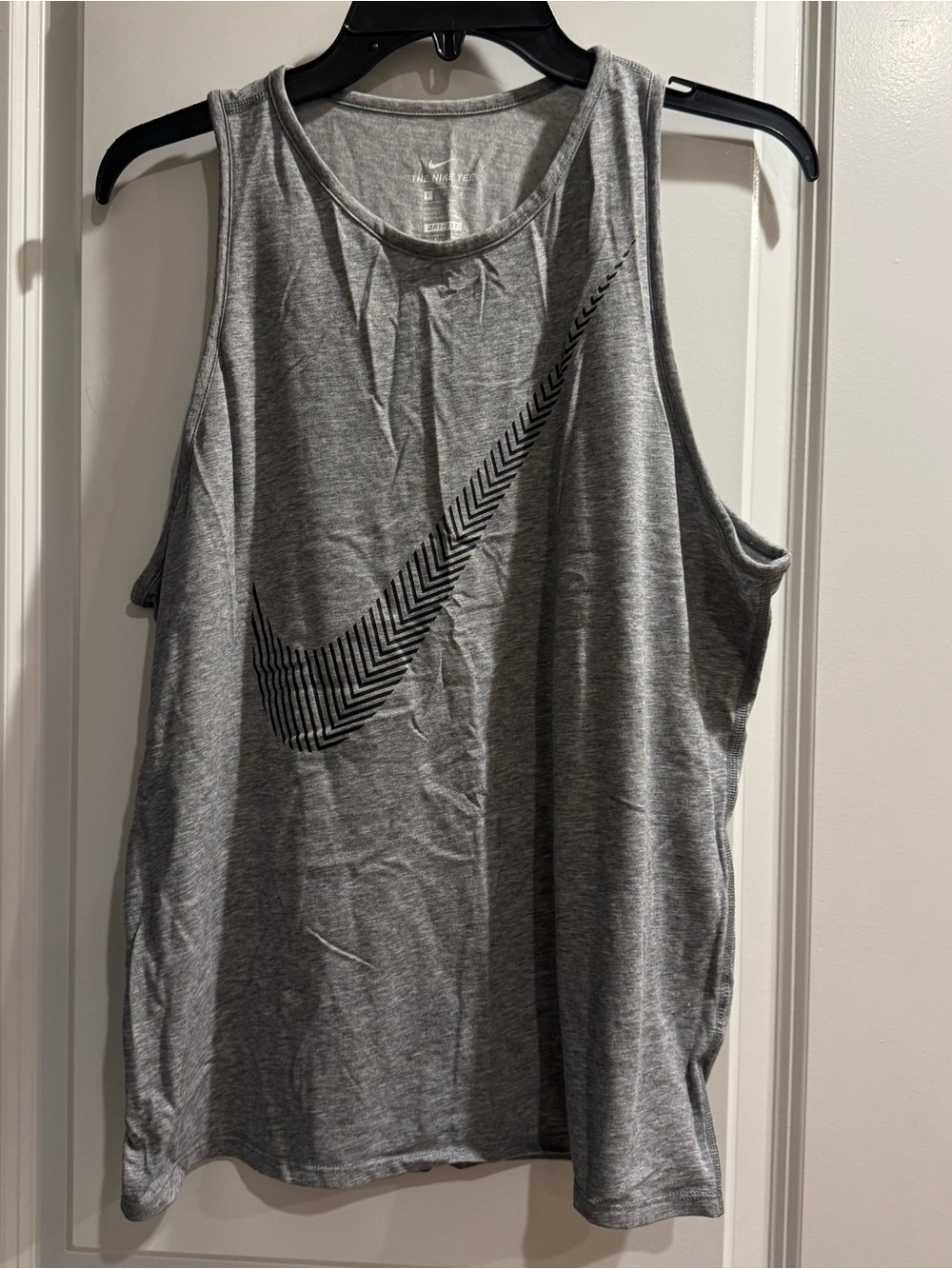 Nike Gray Tank Top with Black Chevron Swoosh